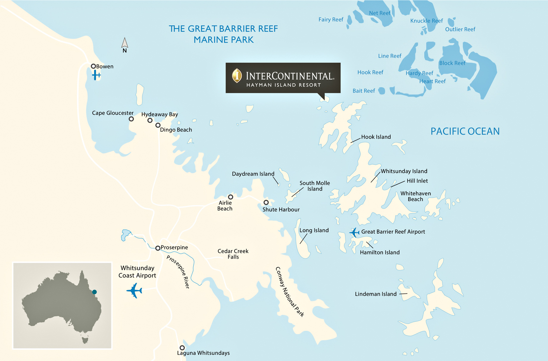 Map – InterContinental Hayman Island Resort – Whitsunday Islands, Australia – Starlight Resort Pool Night View