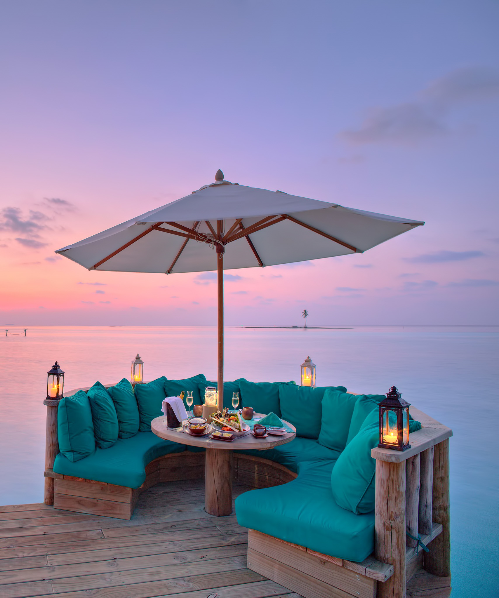Gili Lankanfushi Resort – North Male Atoll, Maldives – Overwater Villa Deck Lounge Sunset