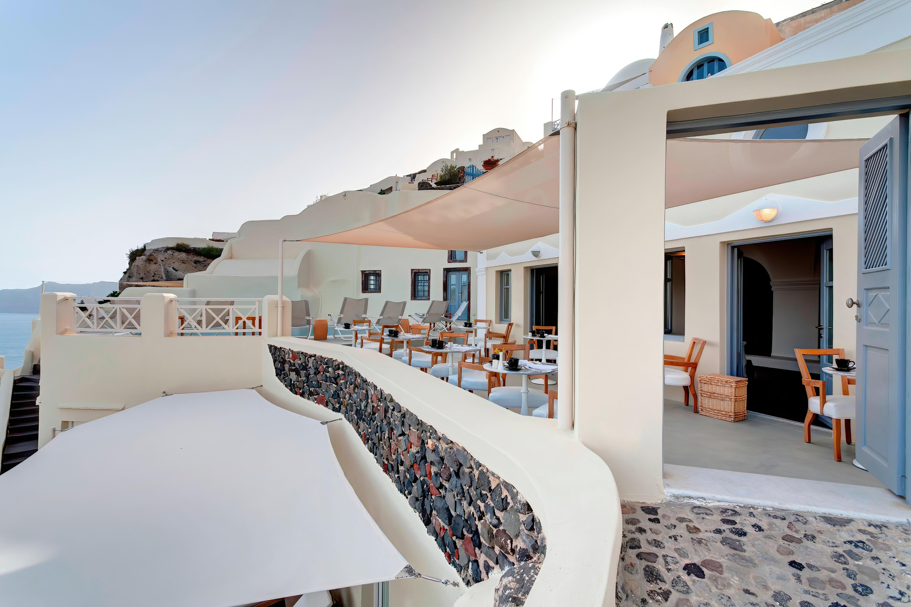 Mystique Hotel Santorini – Oia, Santorini Island, Greece – Captain’s Lounge Entrance
