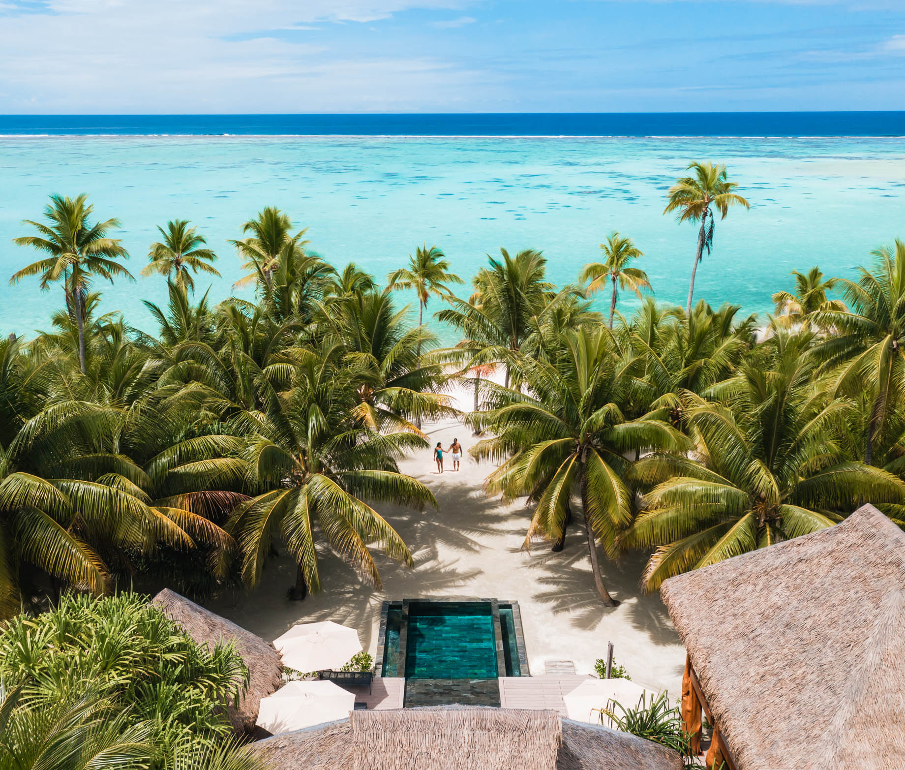 The Brando Resort – Tetiaroa Private Island, French Polynesia – The Brando Residence Beachfront Pool Aerial
