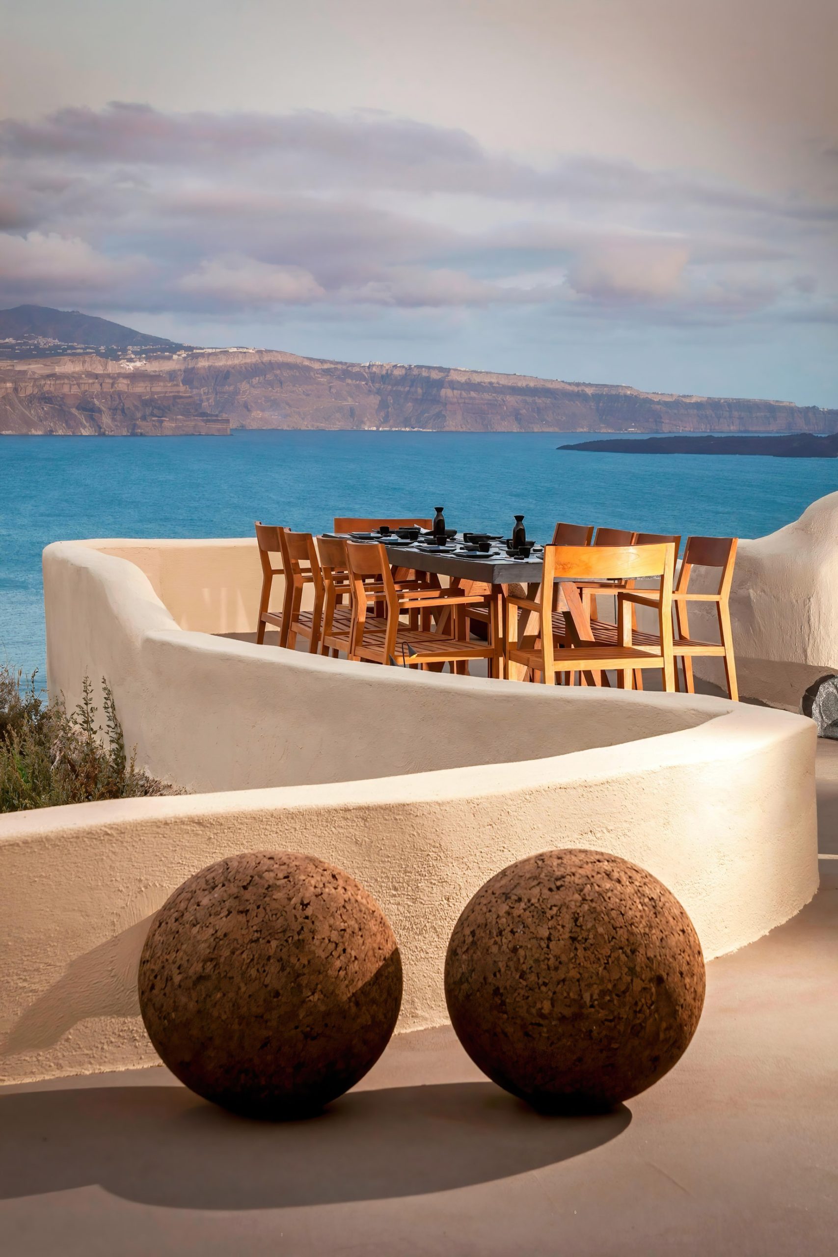 Mystique Hotel Santorini – Oia, Santorini Island, Greece – ASEA Restaurant Table Sea View