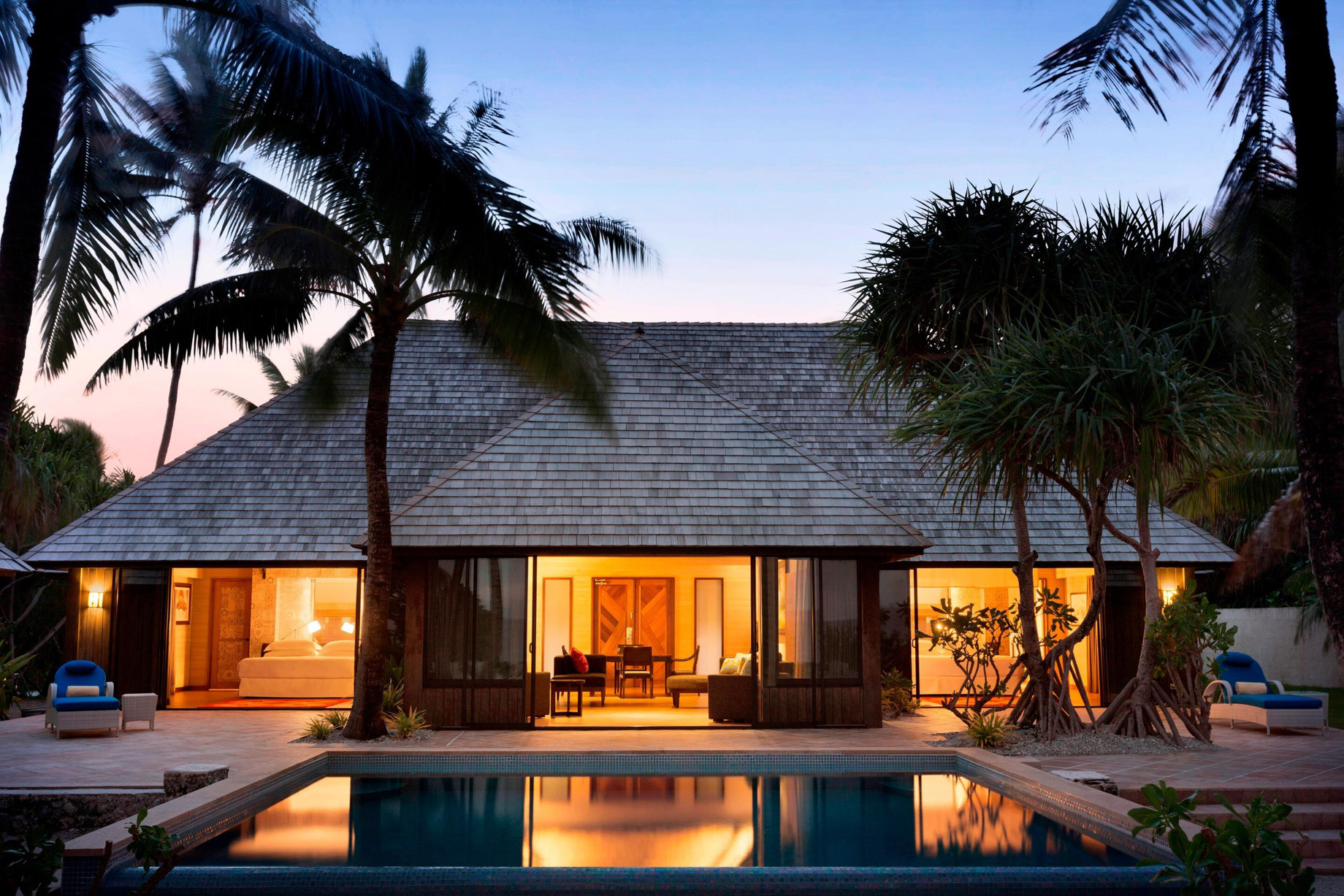 The St. Regis Bora Bora Resort – Bora Bora, French Polynesia – Reefside Royal Garden Two Bedroom Villa Sunset