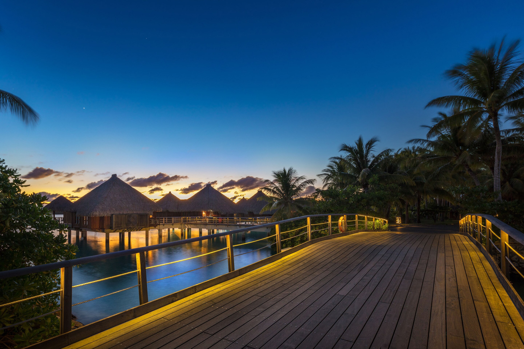 The St. Regis Bora Bora Resort – Bora Bora, French Polynesia – Twilight Resort View