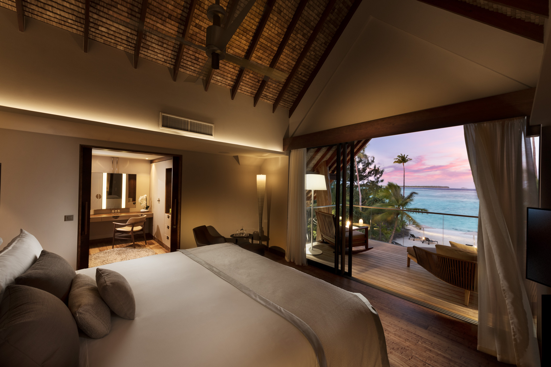 The Brando Resort – Tetiaroa Private Island, French Polynesia – Villa Bedroom Sunset
