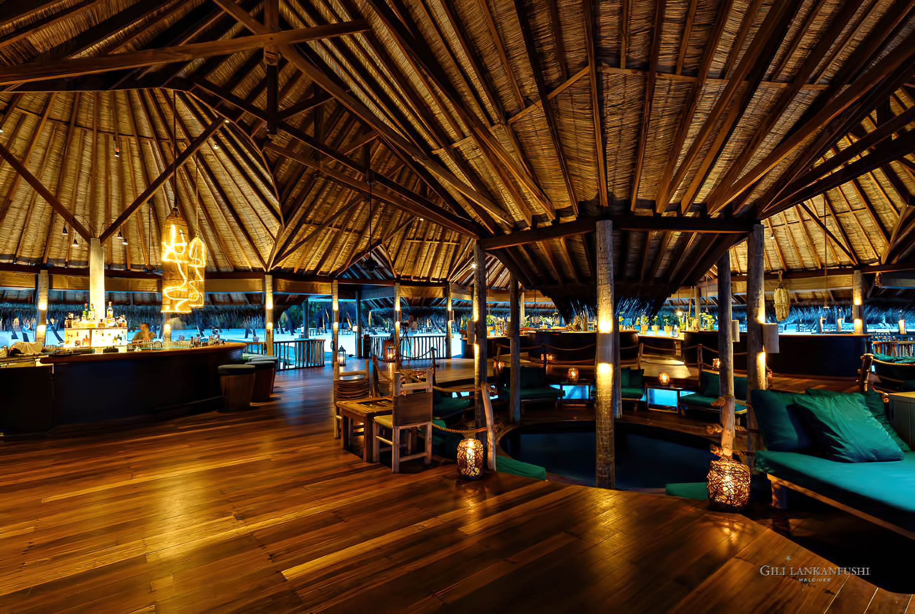 Gili Lankanfushi Resort – North Male Atoll, Maldives – Overwater Restaurant Dusk