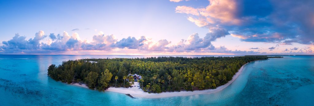 The Brando Resort - Tetiaroa Private Island, French Polynesia - Resort Aerial Sunset