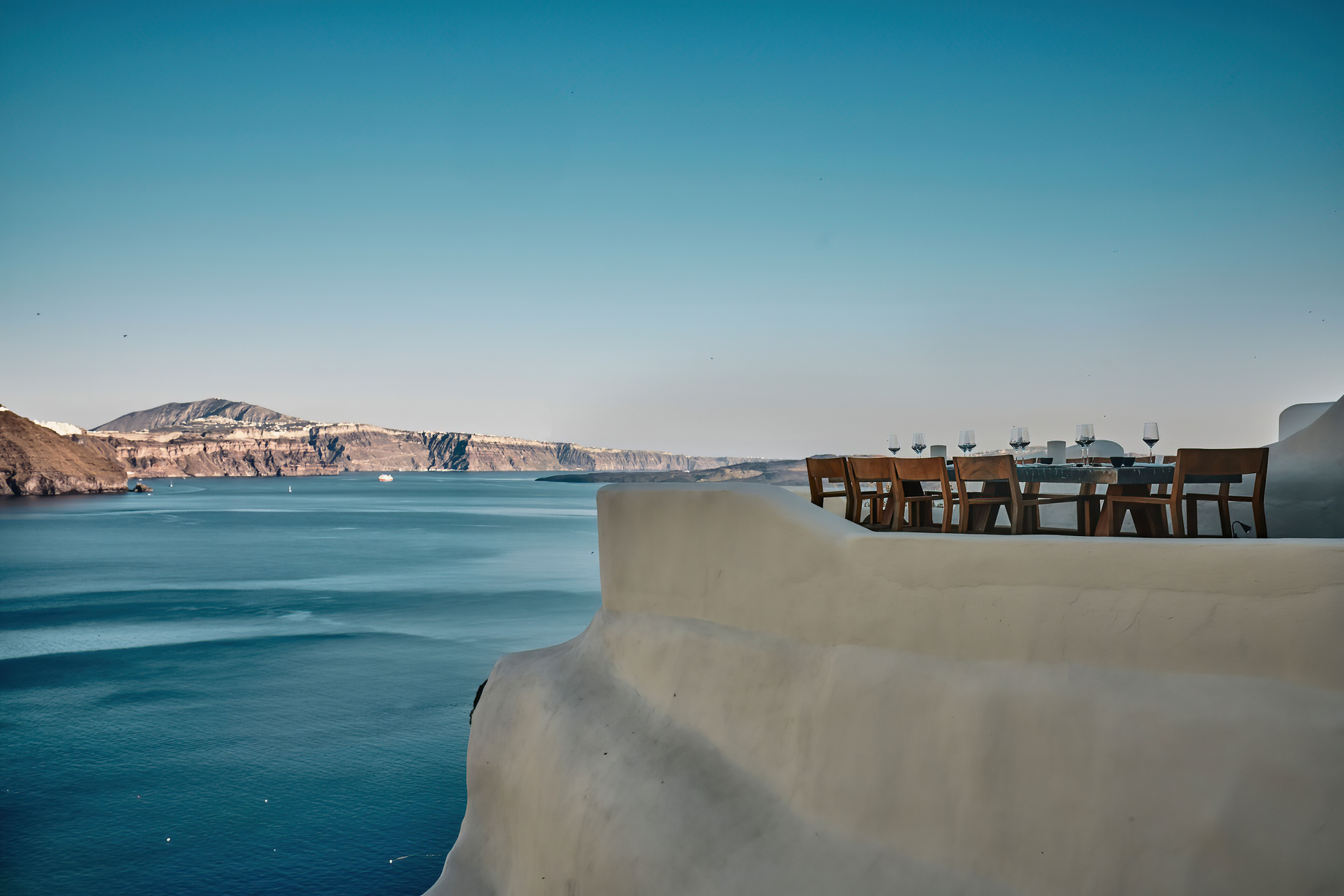 Mystique Hotel Santorini – Oia, Santorini Island, Greece – Cliffside ASEA Lounge Restaurant Ocean View