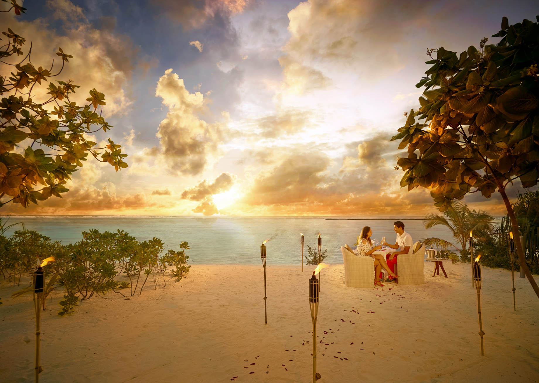The Brando Resort – Tetiaroa Private Island, French Polynesia – Tropical Oceanfront Sunset Dinner on the Beach