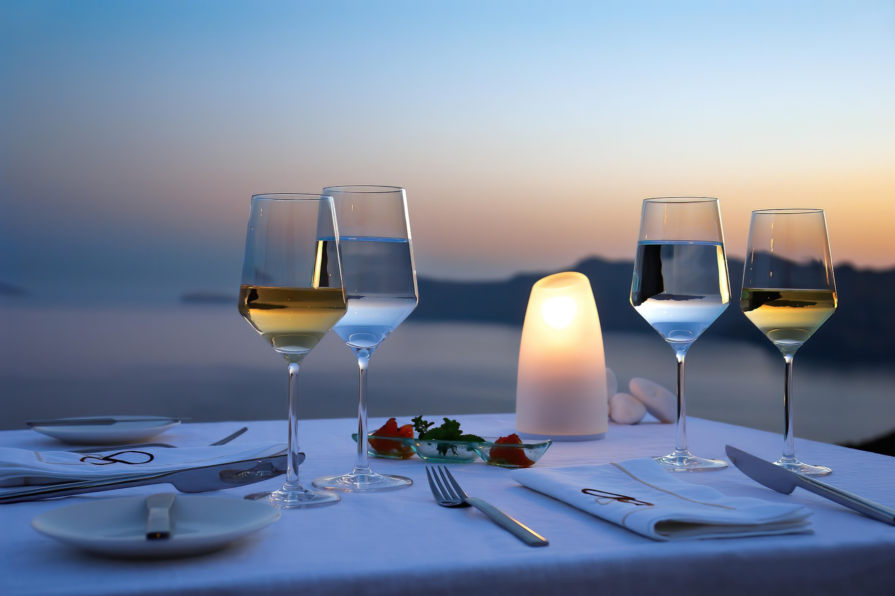 Mystique Hotel Santorini – Oia, Santorini Island, Greece – Dining Table Ocean View