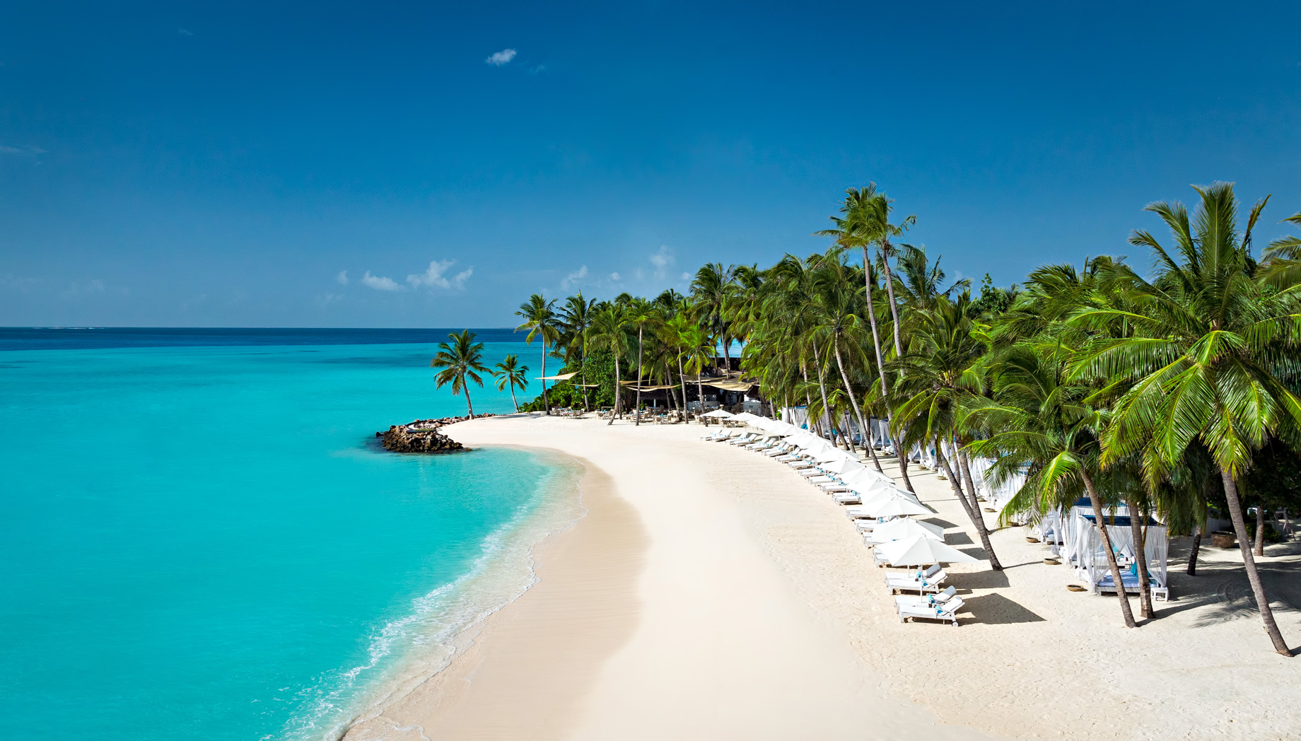 One&Only Reethi Rah Resort – North Male Atoll, Maldives – Club One Beach Club Aerial