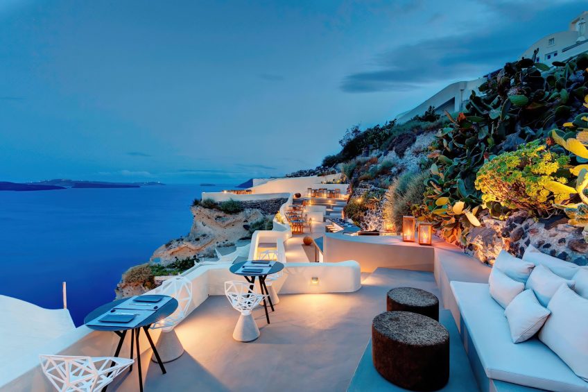Mystique Hotel Santorini – Oia, Santorini Island, Greece - Cliffside ASEA Restaurant and Lounge Ocean View