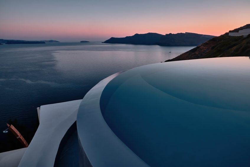 Mystique Hotel Santorini – Oia, Santorini Island, Greece - Cliffside Infinity Pool Sunset Ocean View