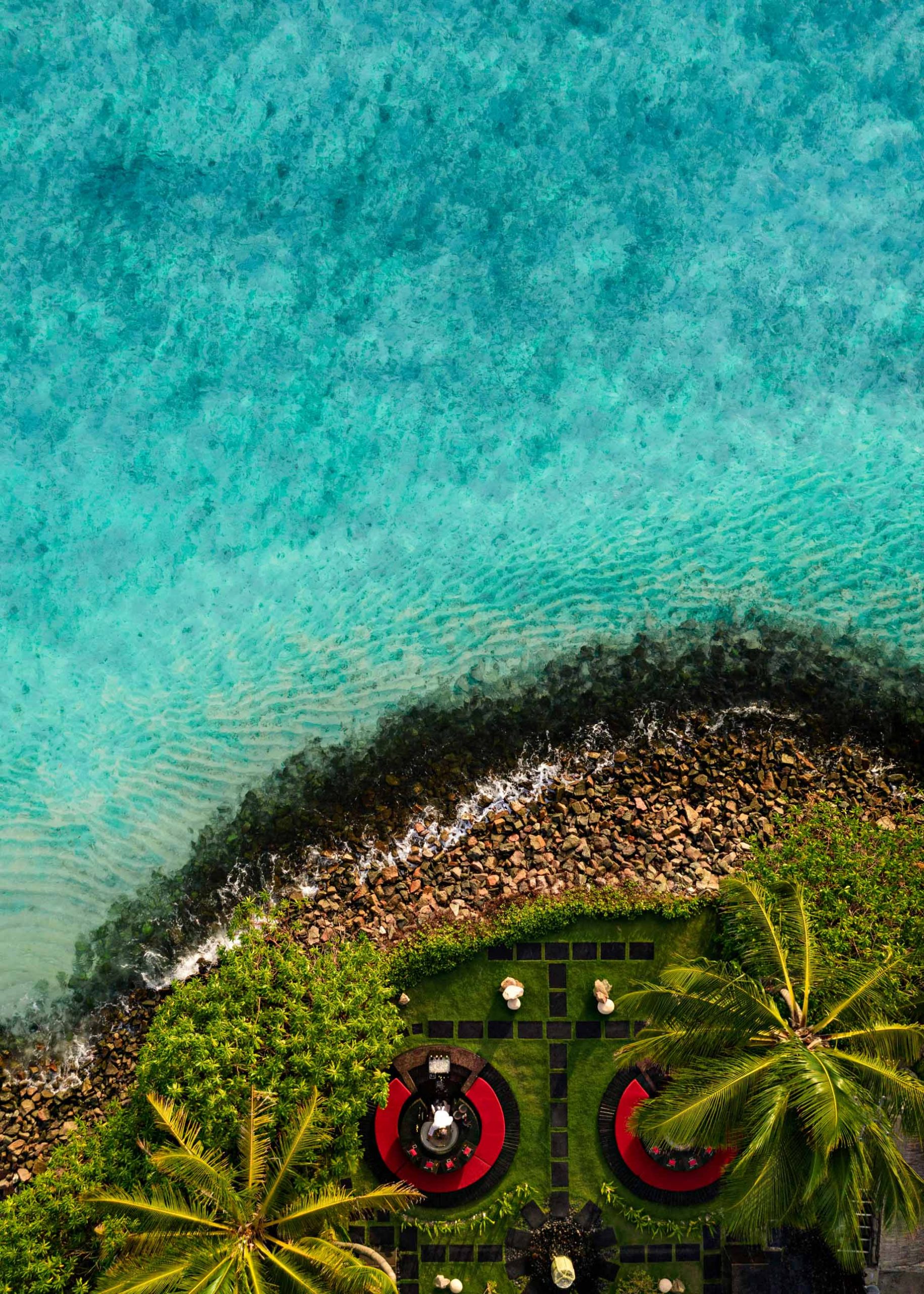 One&Only Reethi Rah Resort - North Male Atoll, Maldives - Tropical Tapasaki Tapanaki Oceanfront Dining Aerial