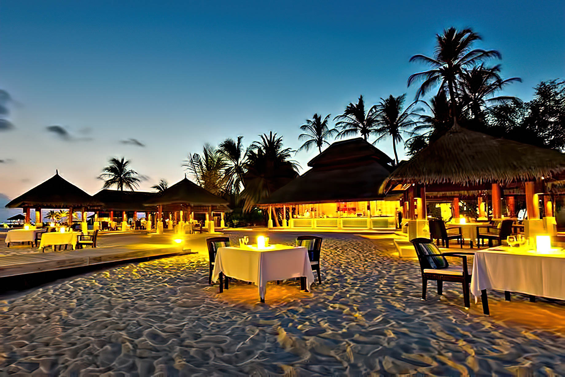Velassaru Maldives Resort – South Male Atoll, Maldives – Beach Restaurant Sunset