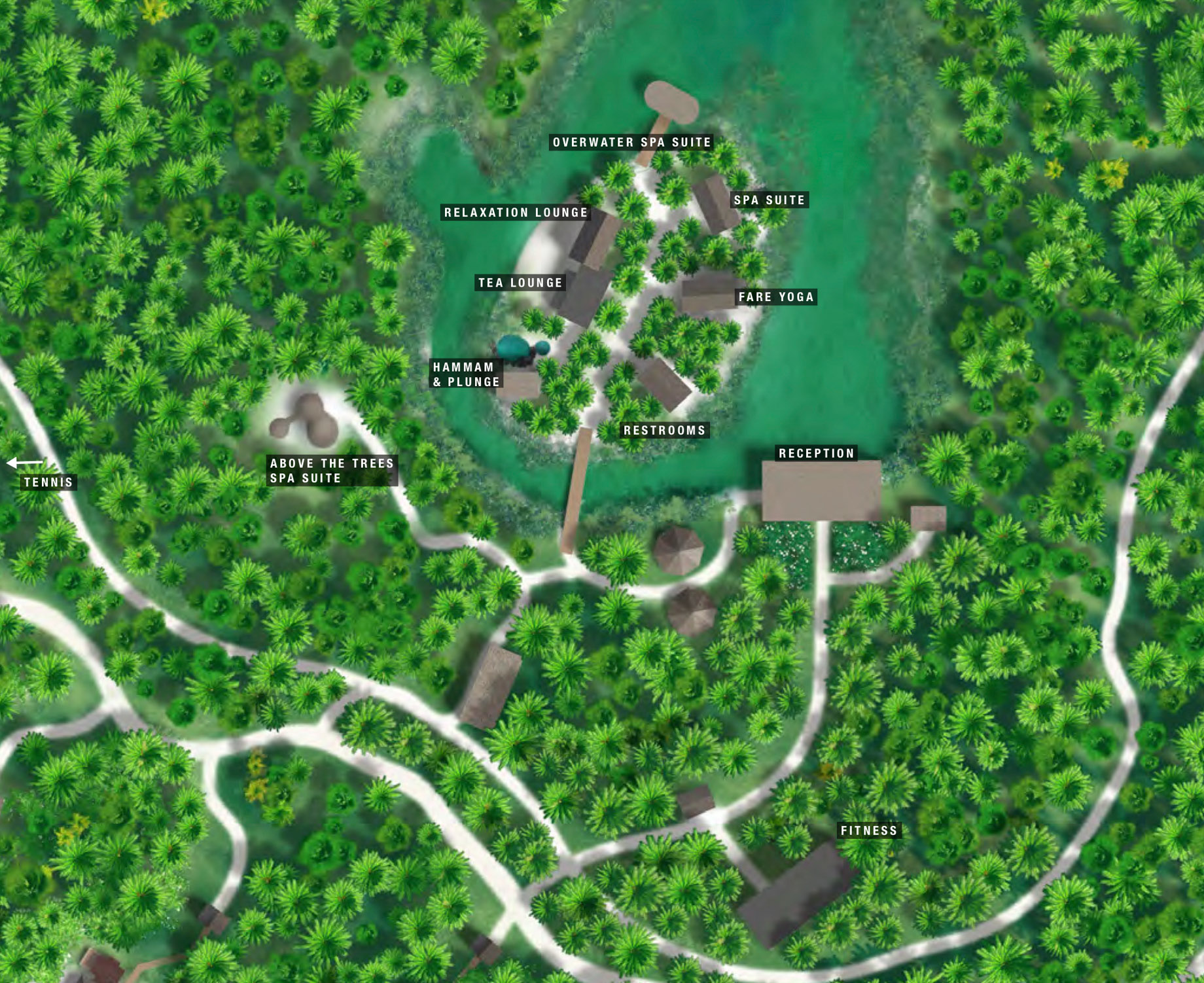 The Brando Resort – Tetiaroa Private Island, French Polynesia – Varua Polynesian Spa Map