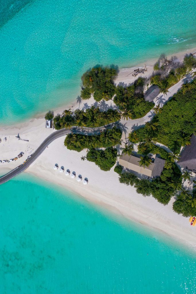 Soneva Jani Resort - Noonu Atoll, Medhufaru, Maldives - Jetty Beach Boardwalk Overhead Aerial