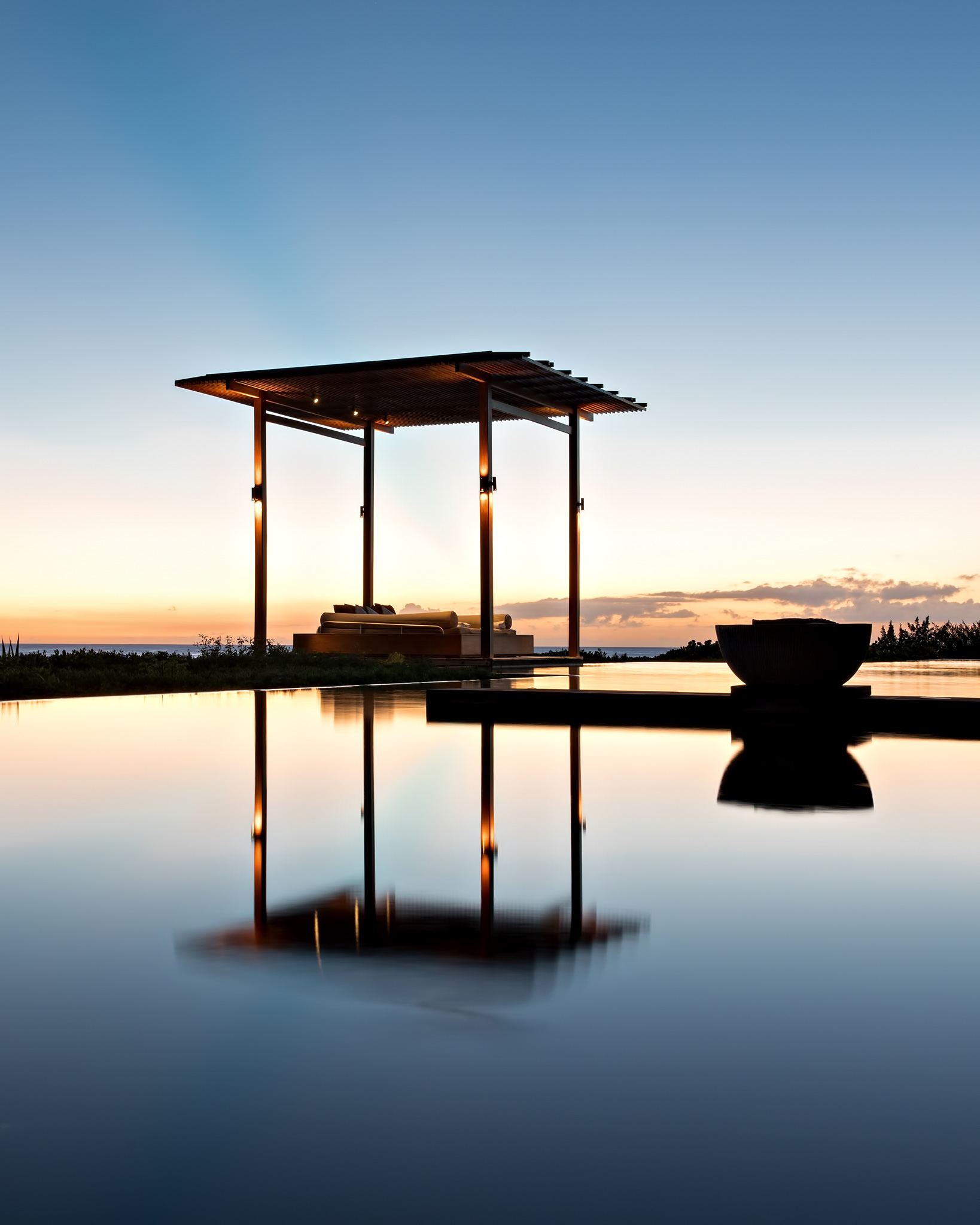Amanyara Resort – Providenciales, Turks and Caicos Islands – Pool Reflecting Sunset