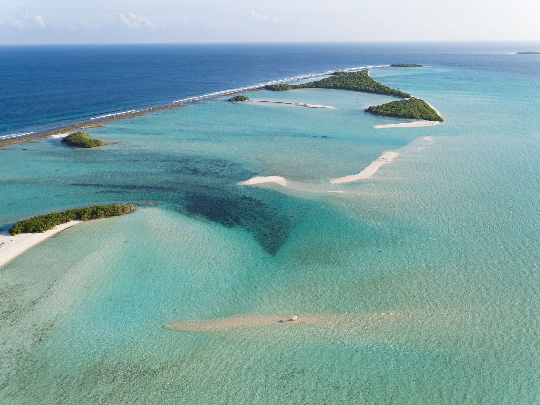 Soneva Jani Resort – Noonu Atoll, Medhufaru, Maldives – Table Dining in Tropical Ocean Water Aerial