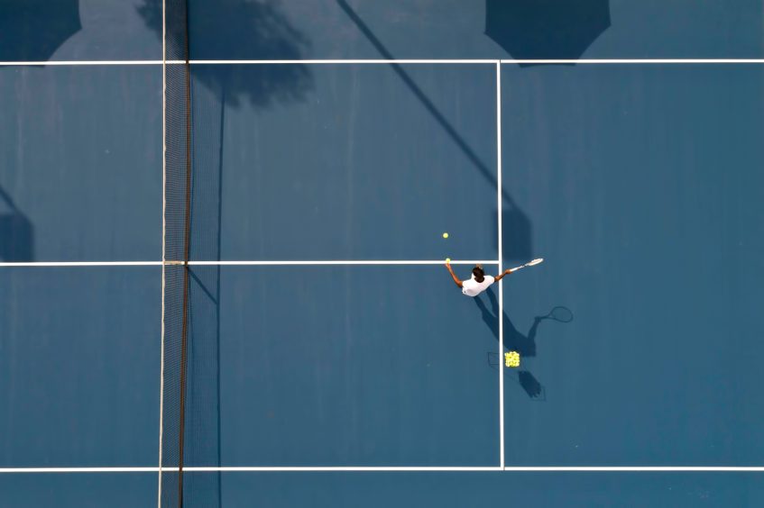 Cheval Blanc Randheli Resort - Noonu Atoll, Maldives - Tennis Court Overhead Aerial