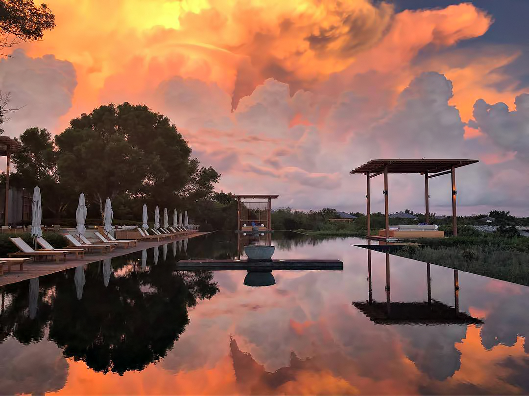 Amanyara Resort – Providenciales, Turks and Caicos Islands – Spectacular Sunset Pool Reflection