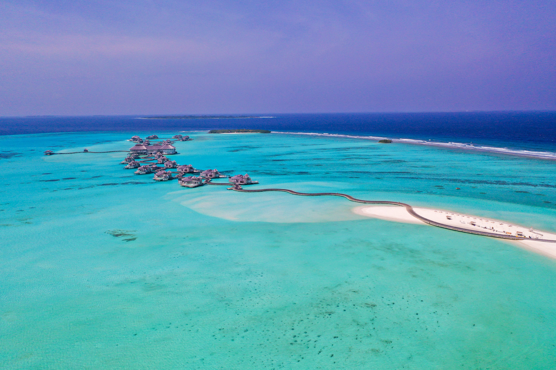 Soneva Jani Resort – Noonu Atoll, Medhufaru, Maldives – Overwater Jetty Boardwalk Aerial