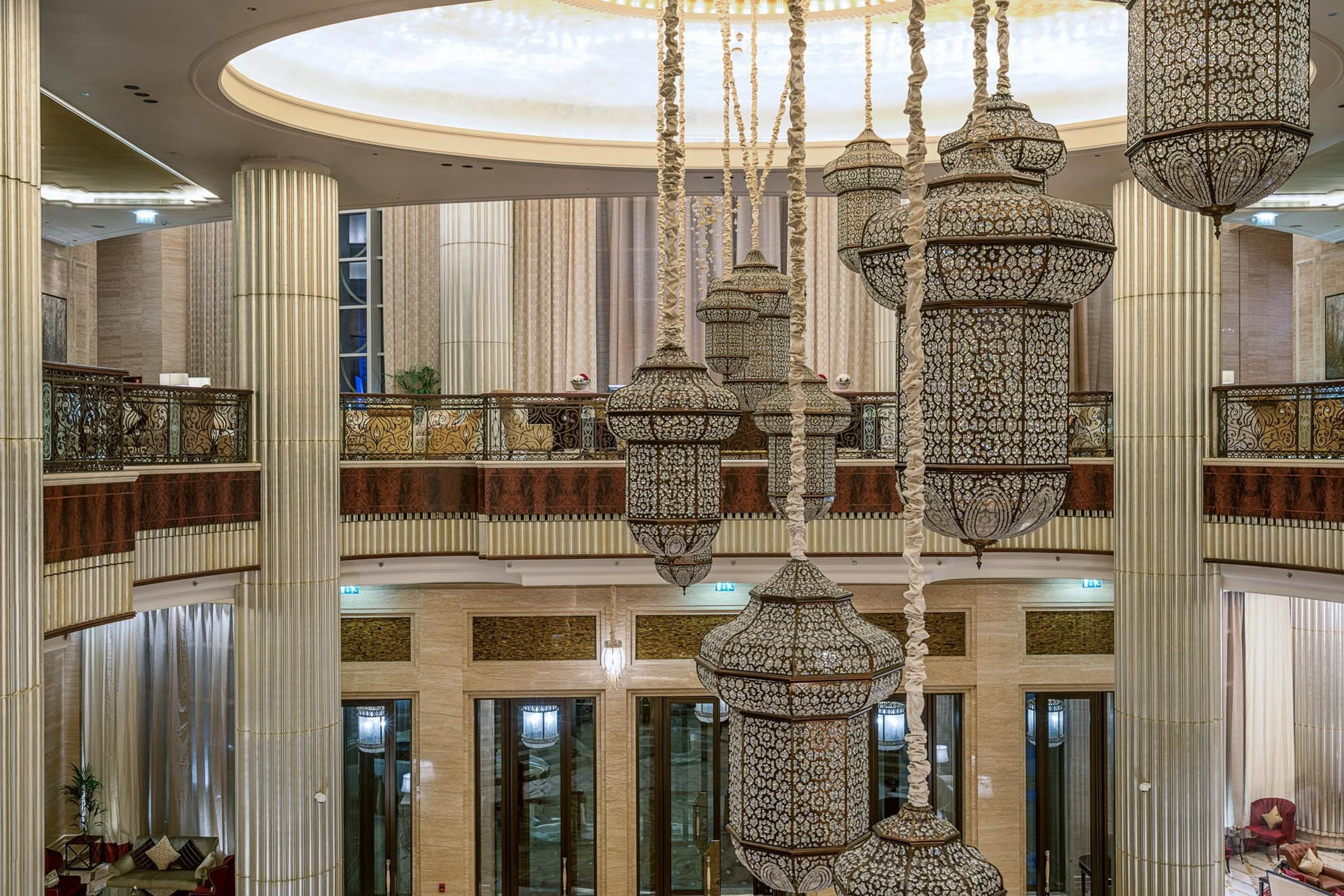 The St. Regis Abu Dhabi Hotel – Abu Dhabi, United Arab Emirates – Grand Lobby Chandeliers
