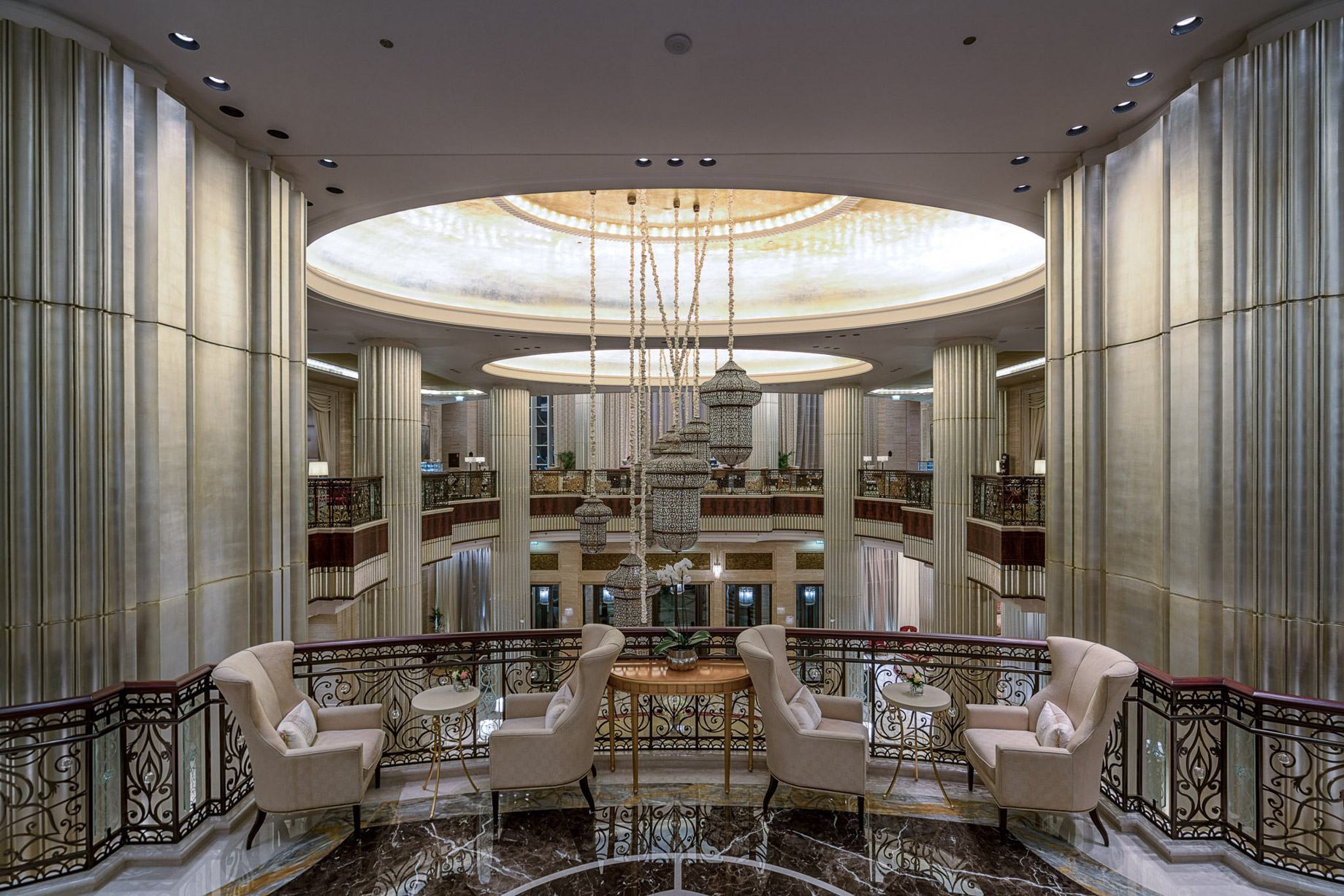 The St. Regis Abu Dhabi Hotel – Abu Dhabi, United Arab Emirates – Grand Lobby Chandeliers