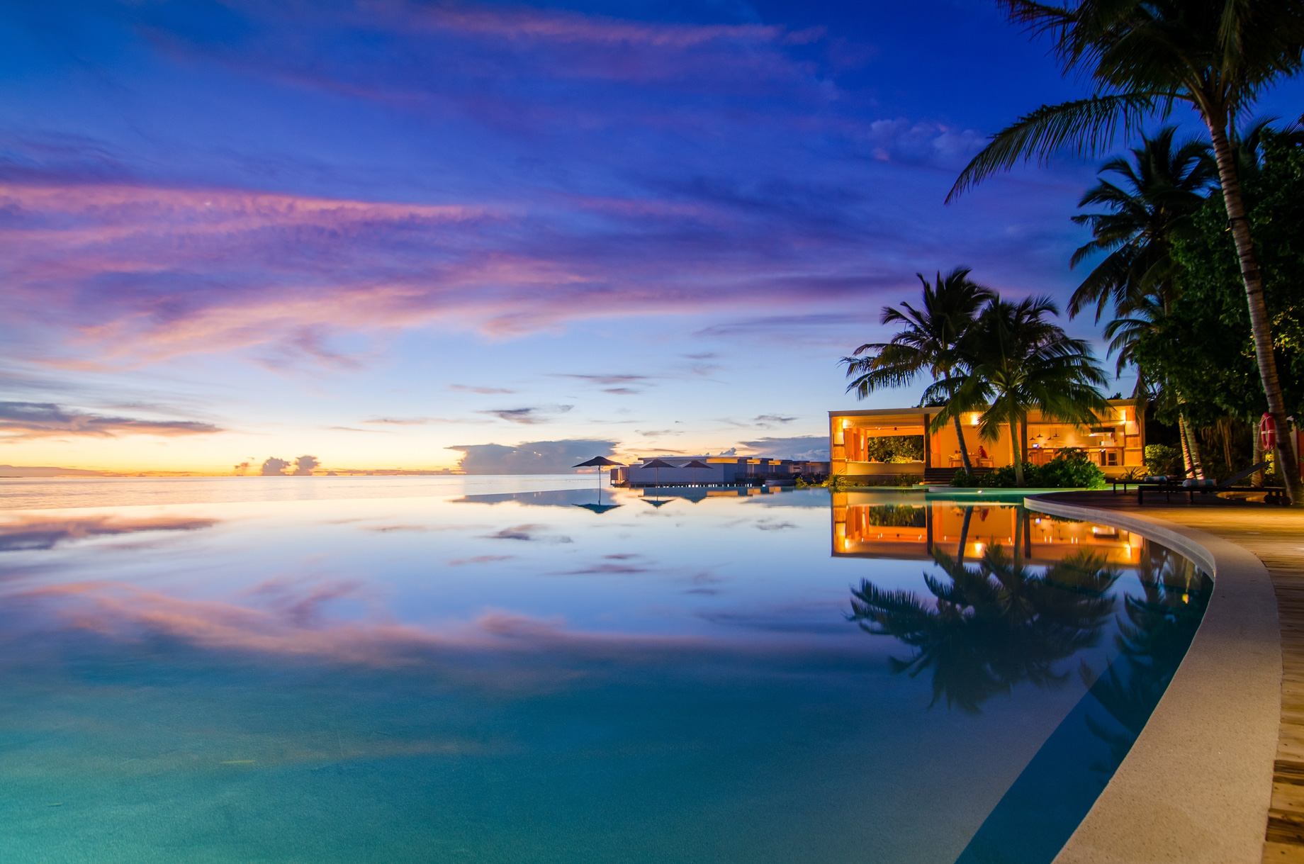 Amilla Fushi Resort and Residences - Baa Atoll, Maldives - Pool Reflections Sunset