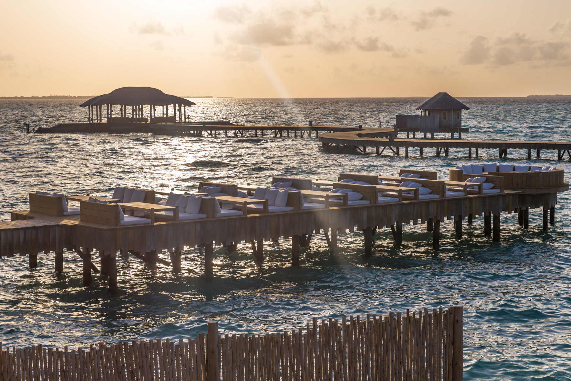 Soneva Jani Resort – Noonu Atoll, Medhufaru, Maldives – Overwater Bar Lounge Sunset