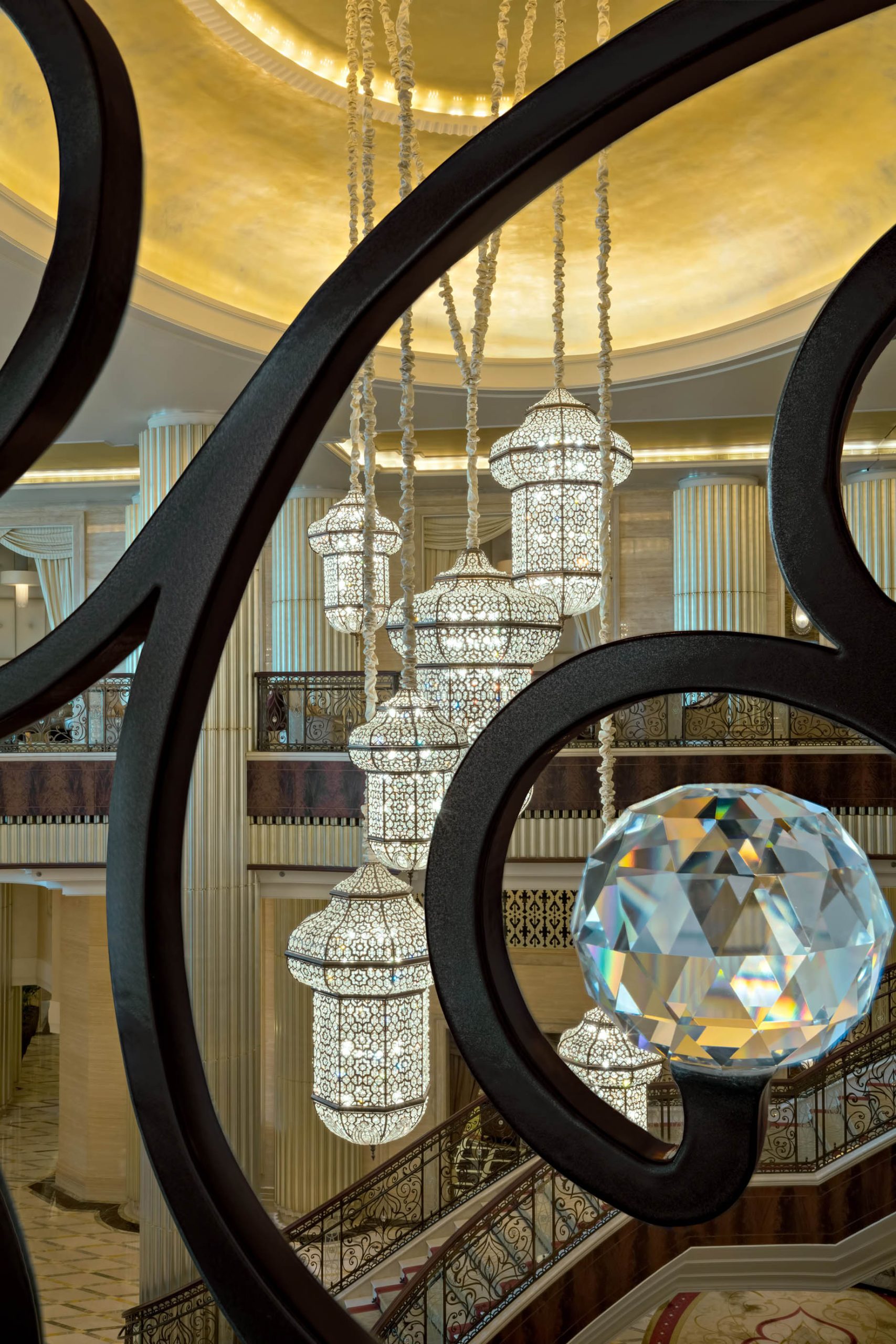 The St. Regis Abu Dhabi Hotel – Abu Dhabi, United Arab Emirates – Grand Lobby Chandeliers