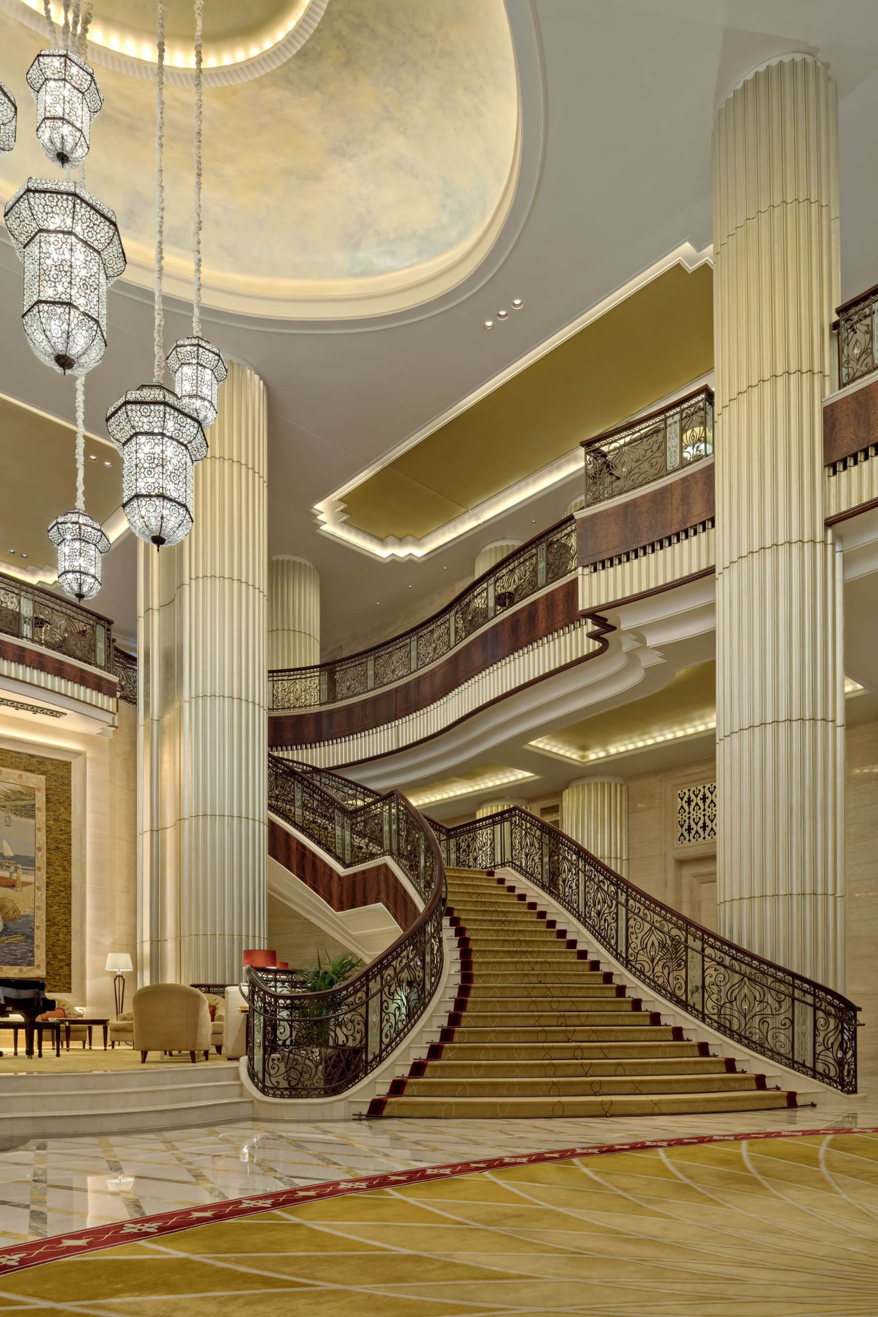 The St. Regis Abu Dhabi Hotel – Abu Dhabi, United Arab Emirates – Grand Lobby Chandeliers