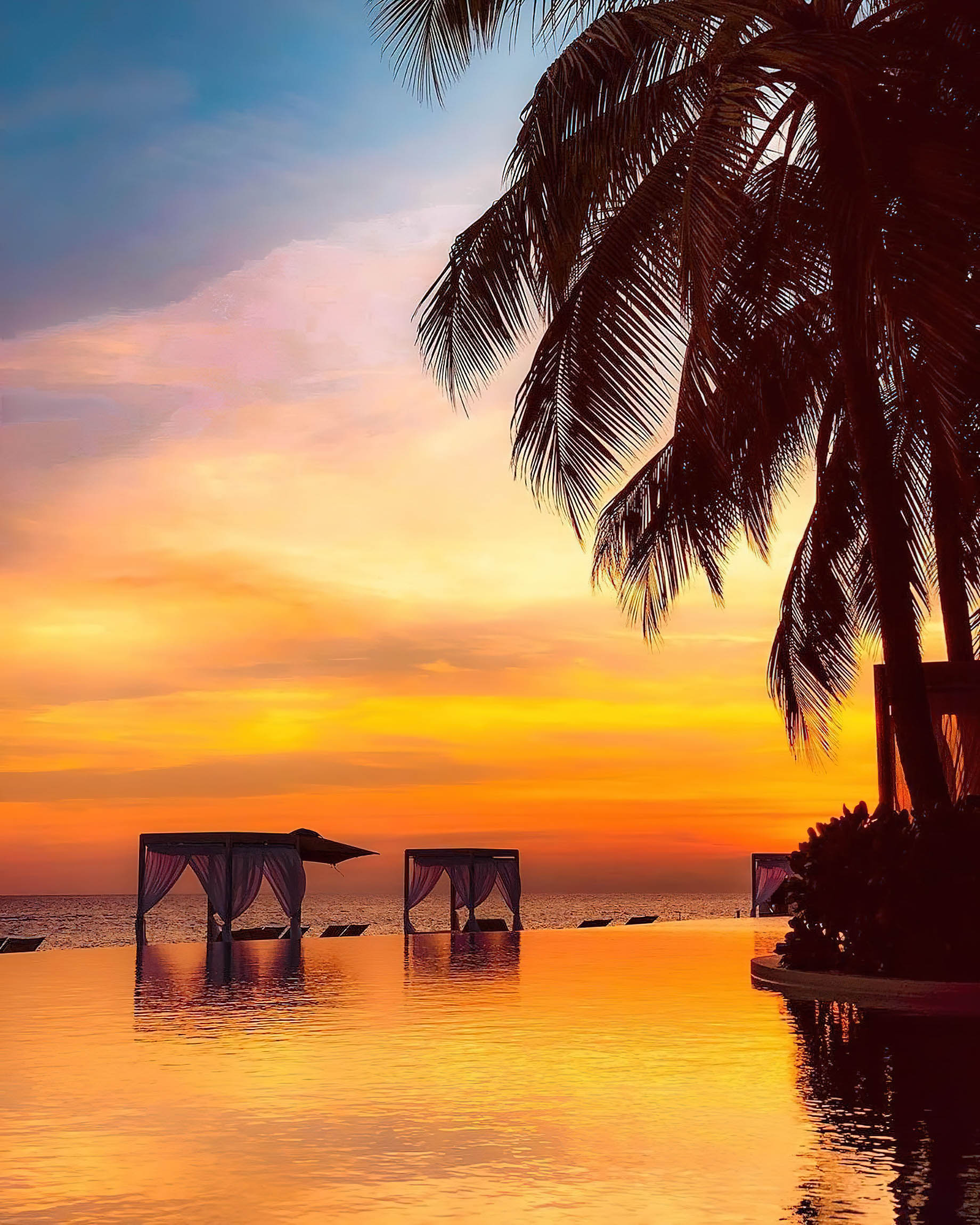 Amilla Fushi Resort and Residences - Baa Atoll, Maldives - Pool Reflections Sunset