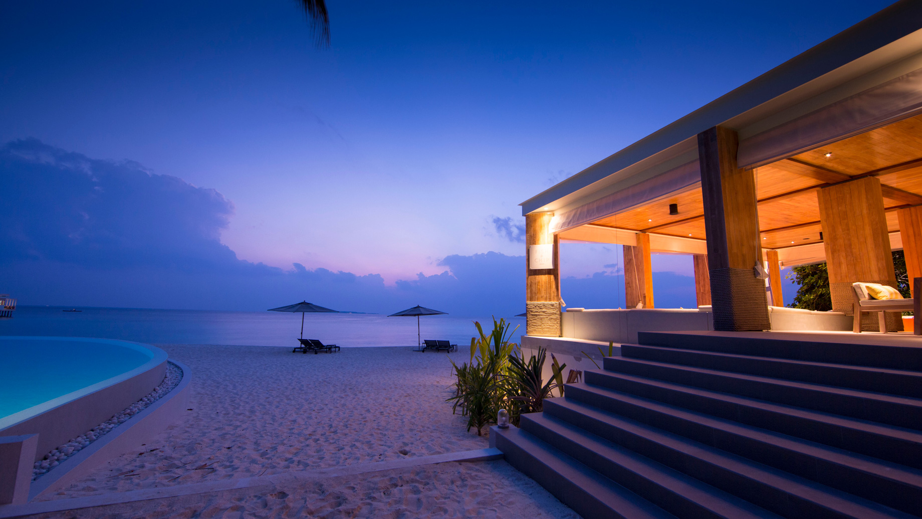Amilla Fushi Resort and Residences – Baa Atoll, Maldives – Beachfront Baa Baa Bar Sunset