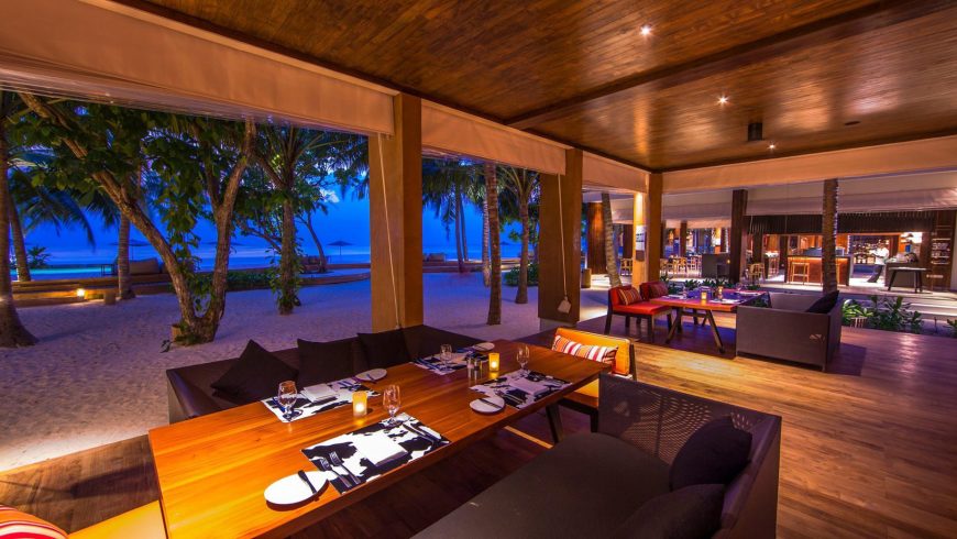 Amilla Fushi Resort and Residences - Baa Atoll, Maldives - Beachfront Dining Sunset