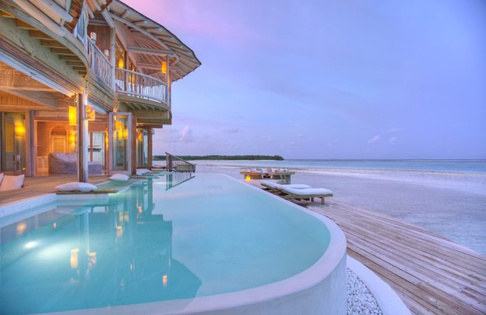 Soneva Jani Resort - Noonu Atoll, Medhufaru, Maldives - Overwater Villa Pool Deck Sunset