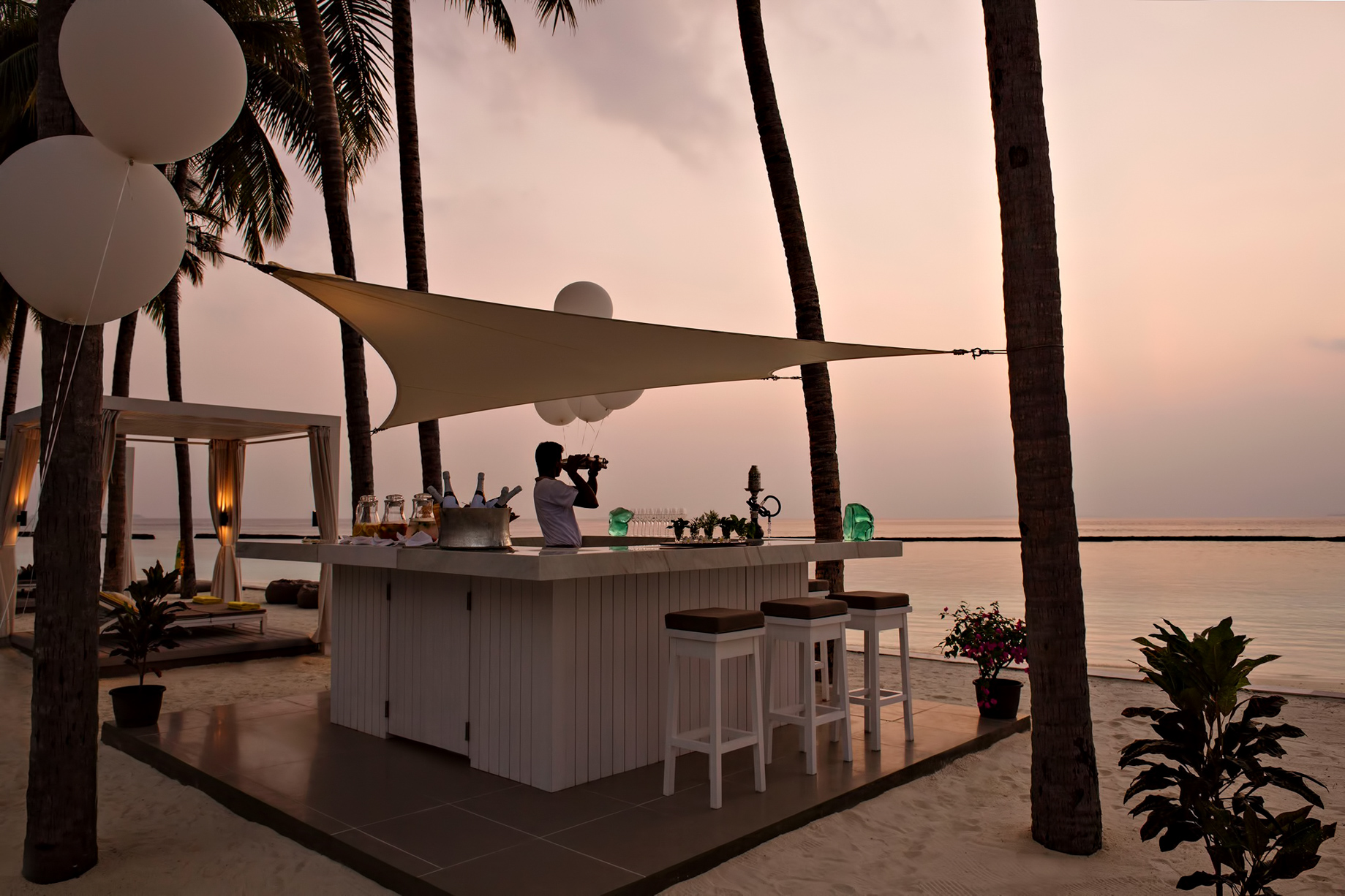 Cheval Blanc Randheli Resort – Noonu Atoll, Maldives – White Bar Beach Club Sunset
