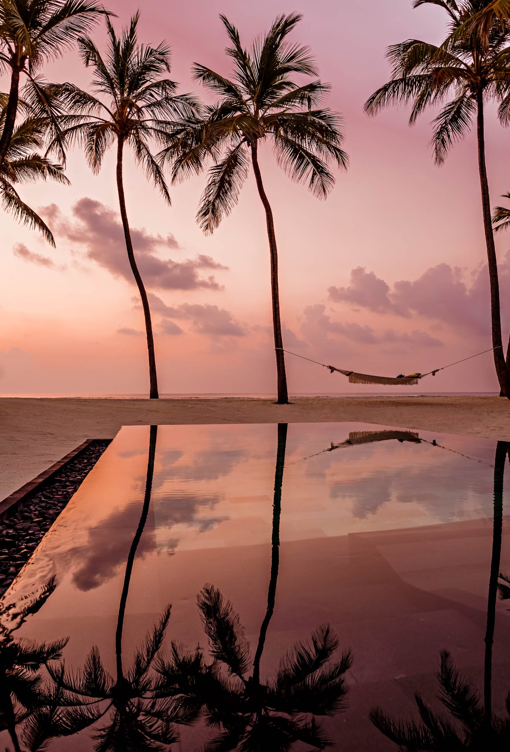 One&Only Reethi Rah Resort – North Male Atoll, Maldives – Beach Pool Hammock Sunset