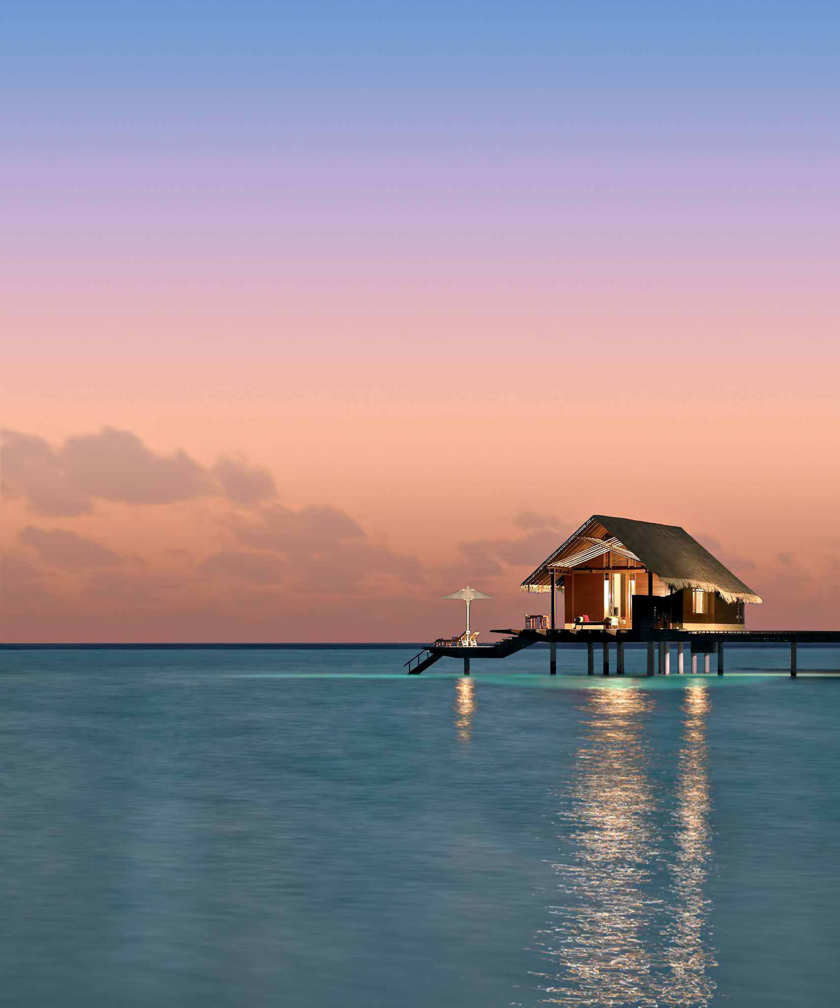 One&Only Reethi Rah Resort – North Male Atoll, Maldives – Overwater Villa Twilight