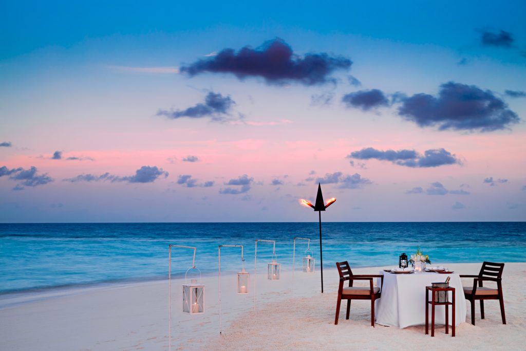 One&Only Reethi Rah Resort - North Male Atoll, Maldives - Private Beach Dinner Sunset