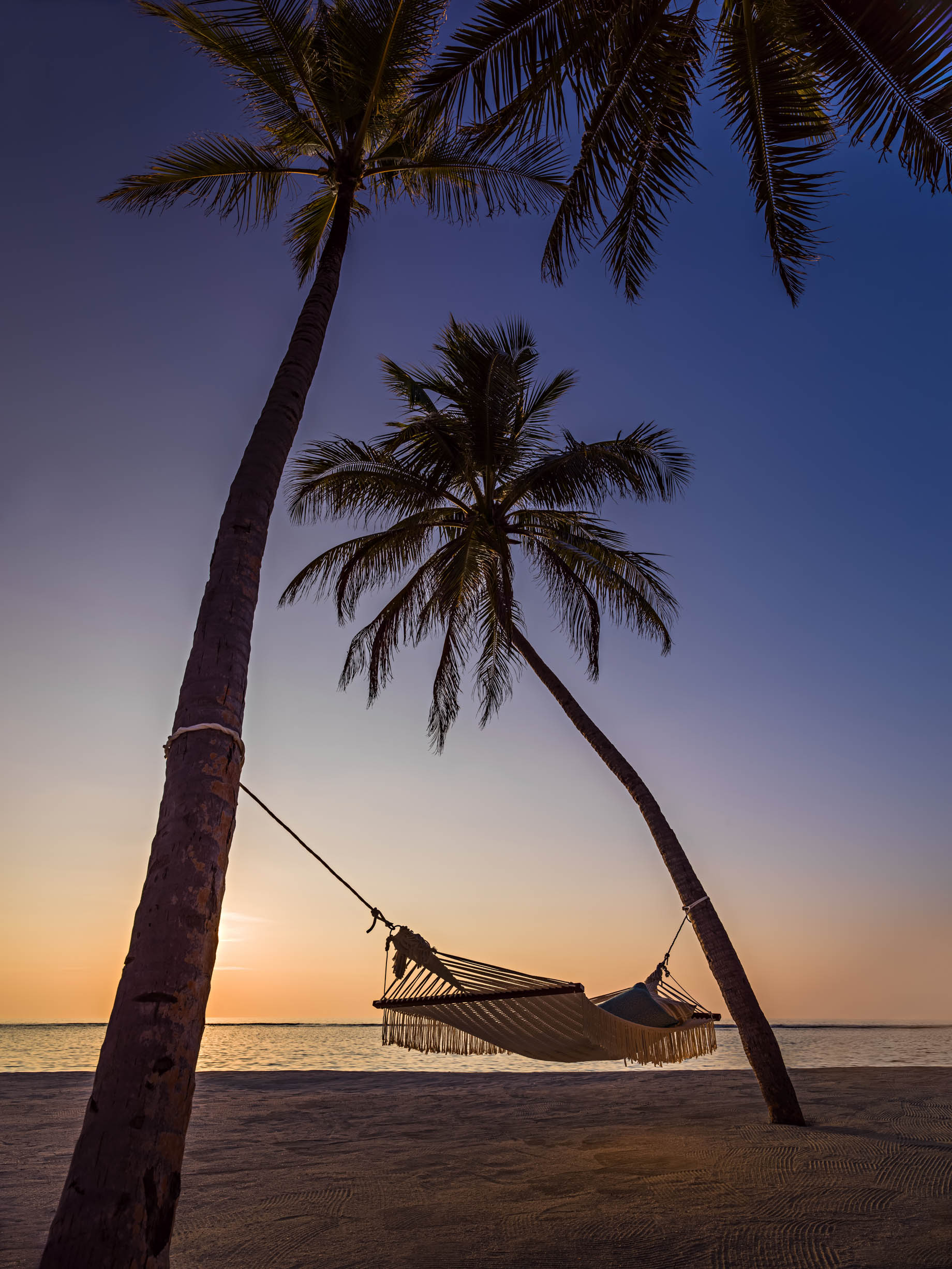 One&Only Reethi Rah Resort - North Male Atoll, Maldives - Palm Tree Hammock Beach Twilight