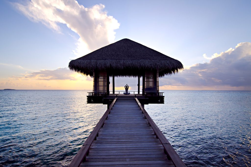 One&Only Reethi Rah Resort - North Male Atoll, Maldives - Overwater Yoga Deck Sunset