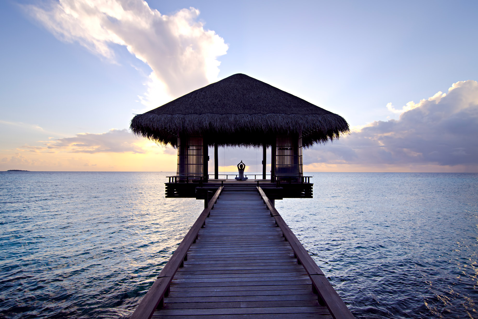 One&Only Reethi Rah Resort – North Male Atoll, Maldives – Overwater Yoga Deck Sunset