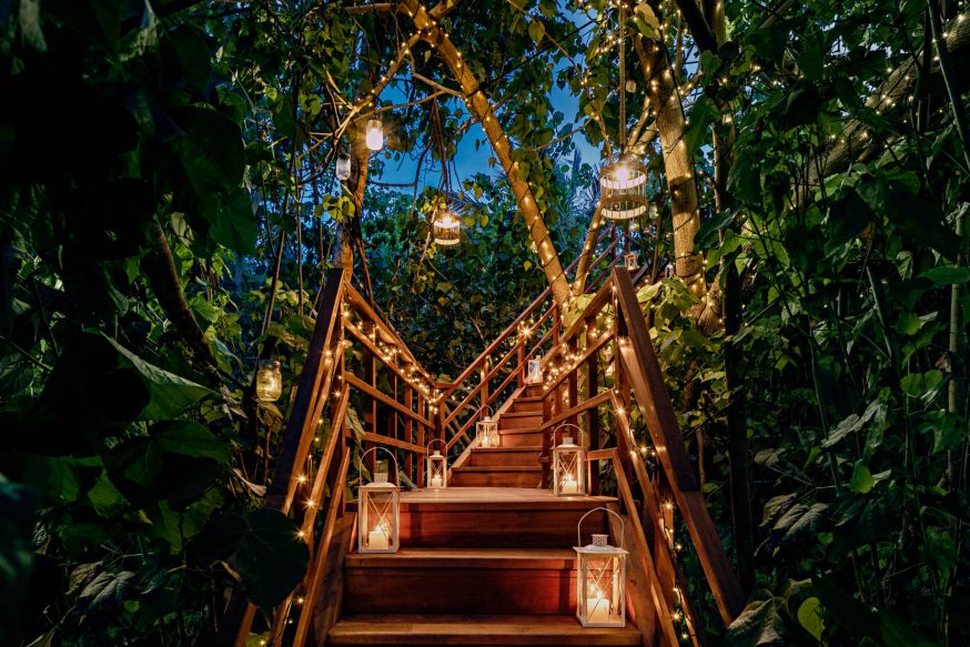 One&Only Reethi Rah Resort - North Male Atoll, Maldives - Tree House Restaurant Stairs Night
