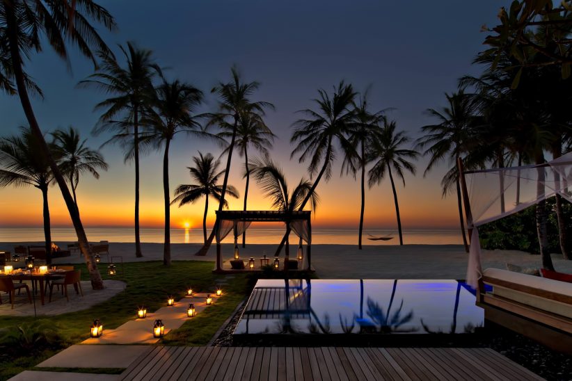 One&Only Reethi Rah Resort - North Male Atoll, Maldives - Beachfront Villa Pool Sunset