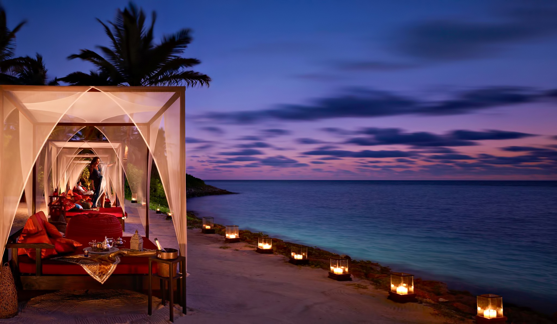 One&Only Reethi Rah Resort – North Male Atoll, Maldives – Beach Cabanas Twilight