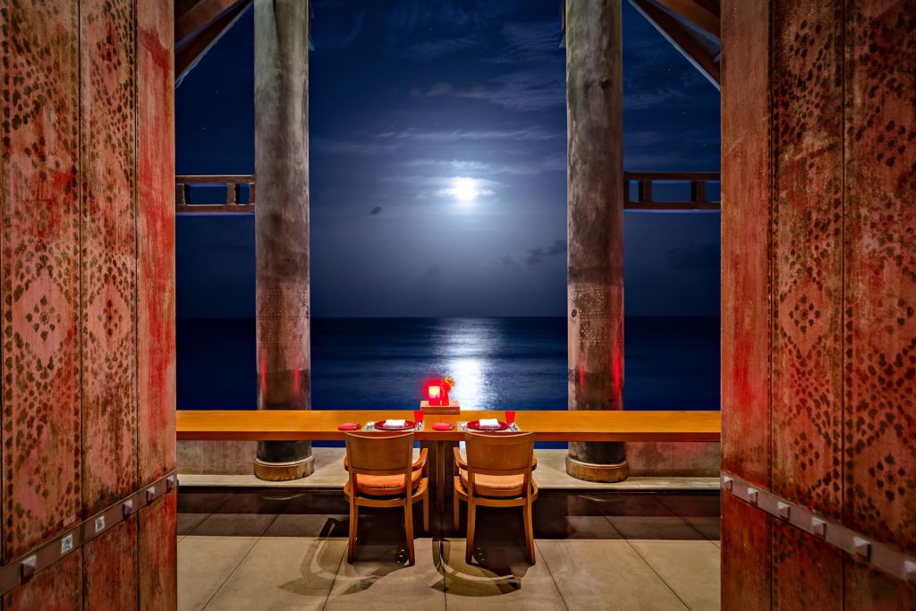 One&Only Reethi Rah Resort - North Male Atoll, Maldives - Aqua Overwater Restaurant Oceanview Night