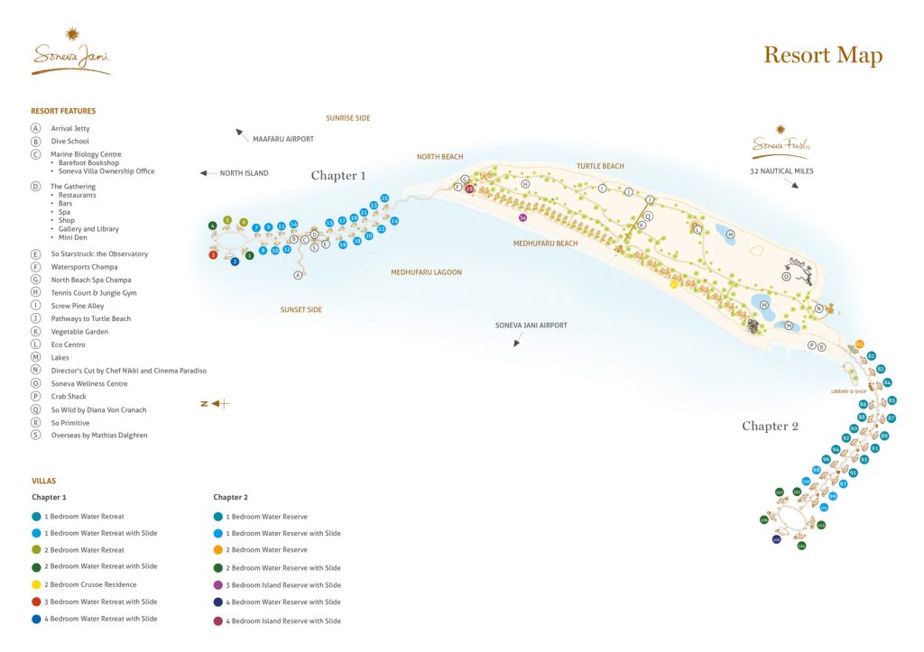 Soneva Jani Resort - Noonu Atoll, Medhufaru, Maldives - Map