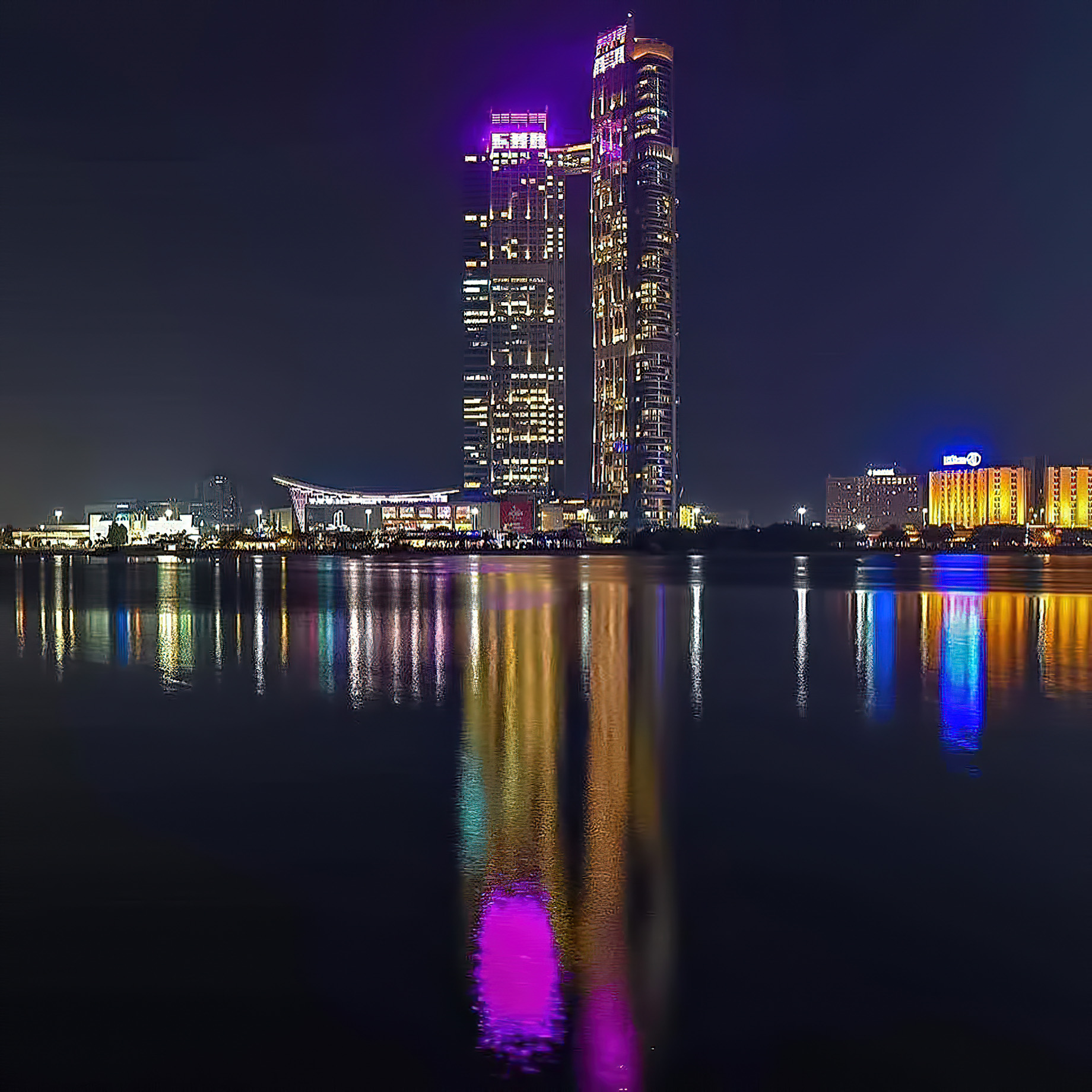 The St. Regis Abu Dhabi Hotel - Abu Dhabi, United Arab Emirates - Neon Night Lights