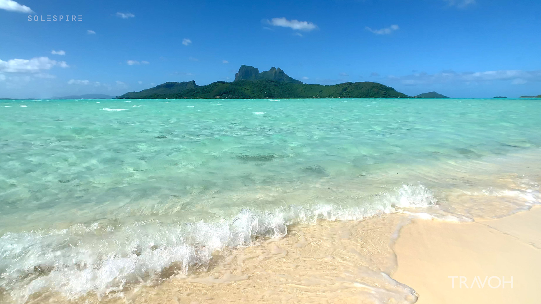 Bora Bora - Tropical Sandy Beach - Ocean Waves - Motu Tane Island - French Polynesia - 4K Travel Video