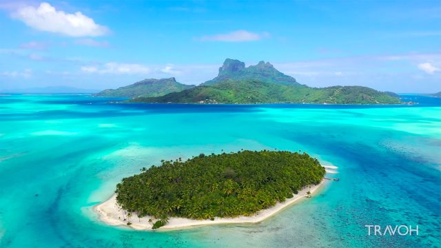 Drone Music Montage - Tropical Paradise Beach - Motu Tane Island - Bora Bora, French Polynesia - 4K Travel Video